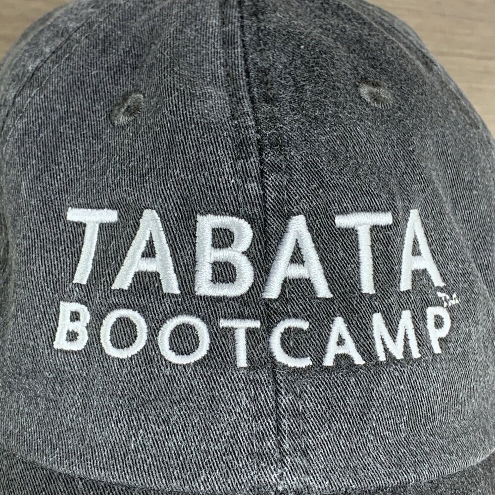 Tabata Boot Camp Grey Ball Cap Canvas Nylon Liner Leather Strap Slid Clamp Close - Picture 2 of 11